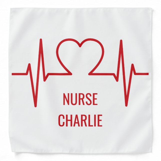 Heart EKG custom name & occupation bandana (Front)
