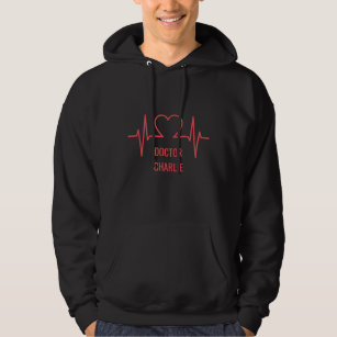 Heart EKG custom name & occupation clothing Hoodie