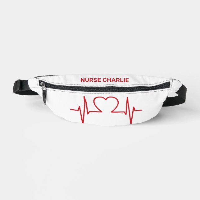 Heart EKG custom name & occupation Fanny Pack (Front)