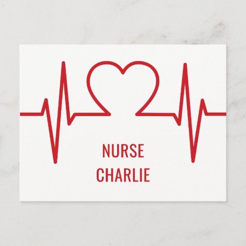 Heart EKG custom name  occupation postcard