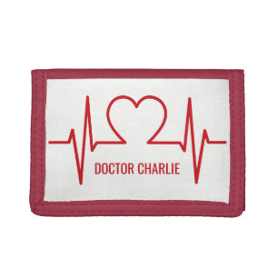 Heart EKG custom name & occupation wallets