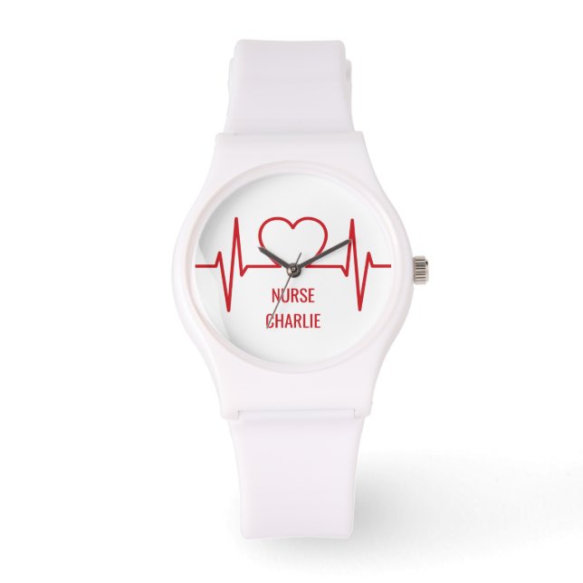 Heart EKG custom name & occupation watches (Front)