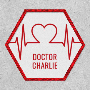 Heart EKG custom text & color Patch