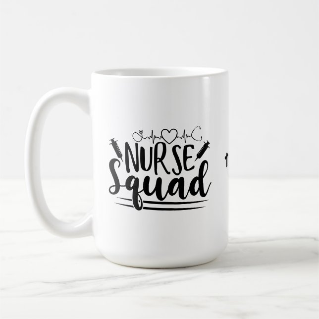 Heart EKG Nurse Squad | Funny Nurse  Coffee Mug (Left)