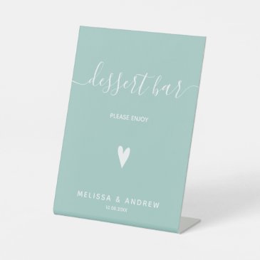 Heart & Elegant Script - Green Wedding Dessert Bar