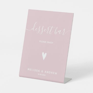 Heart & Elegant Script - Pink Wedding Dessert Bar