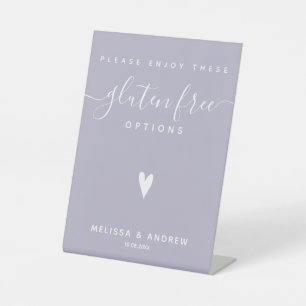 Heart & Elegant Script - Wedding Gluten Free Food Pedestal Sign