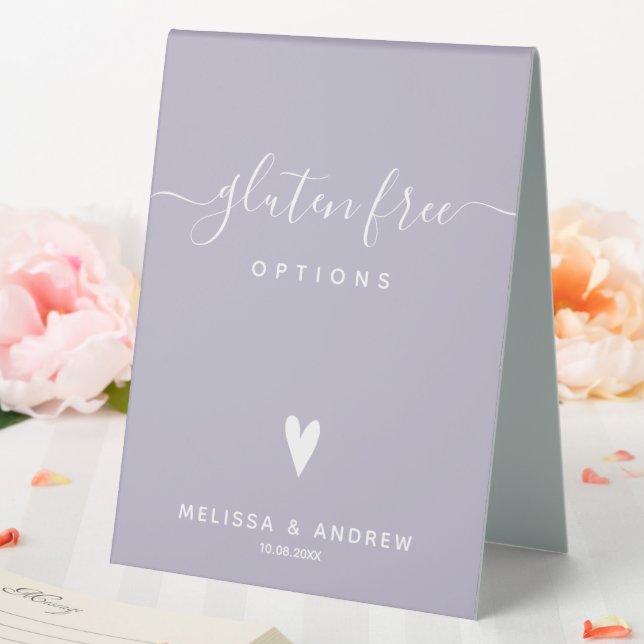 Heart & Elegant Script - Wedding Gluten Free Food Table Tent (In SItu (Wedding))