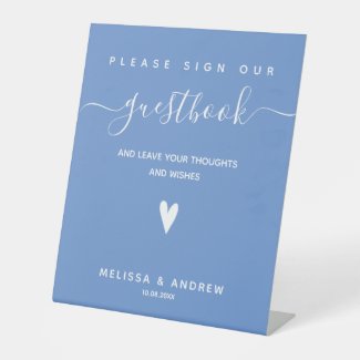 Heart & Elegant Script - Wedding Guestbook Signing Pedestal Sign