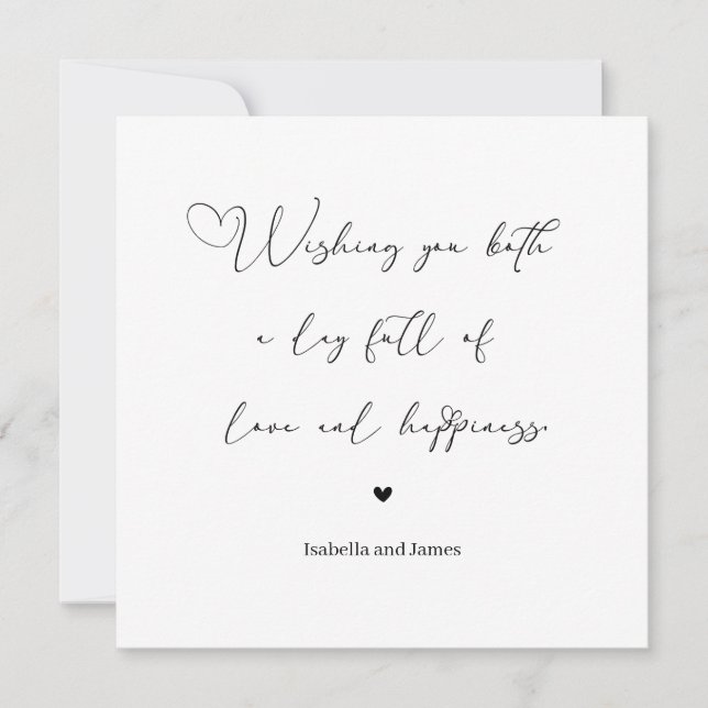 Heart Embellished Love and Happiness Wedding  Card (Front)