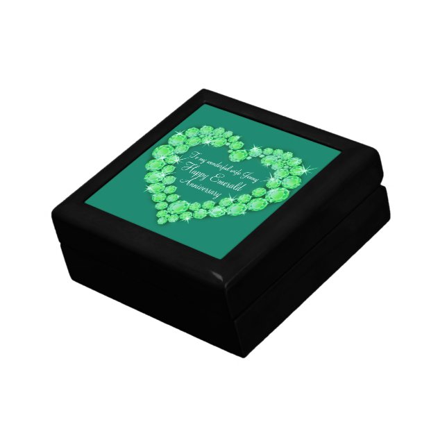 Heart emerald wedding anniversary wife gift box (Side)