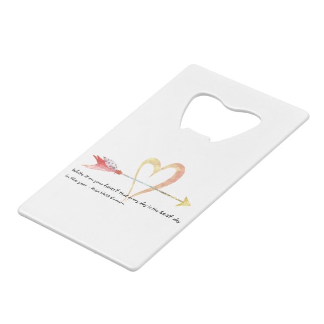 Heart Emerson Quote Credit Card Bottle Opener (Front Angled)