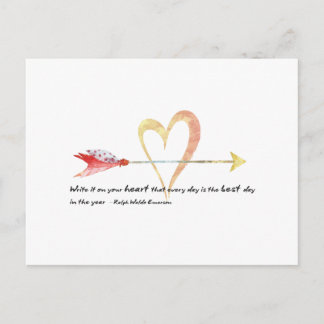 Heart Emerson Quote Postcard