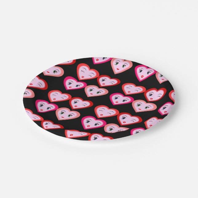 Heart Emoji Emoticons Fashion Paper Plates (Angled)