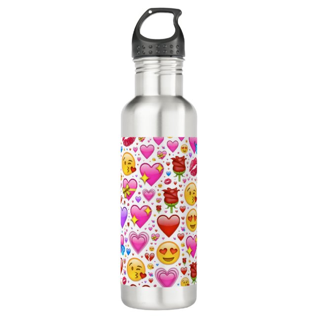 Heart Emojis Stainless Steel Water Bottle (Front)