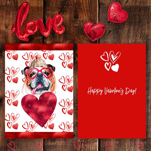 Heart English Bulldog Dog Lover Valentine Gift Holiday Card