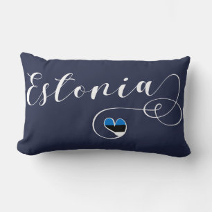 Heart Estonia Pillow, Estonian Flag Lumbar Pillow