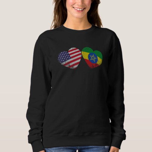 Heart Ethiopian American Flag Patriotic Family Her Sweatshirt