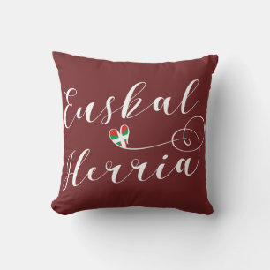Heart Euskal Herria Pillow, Basque Flag Throw Pillow