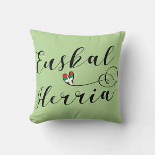 Heart Euskal Herria Pillow, Basque Flag Throw Pillow
