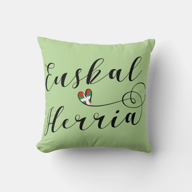 Heart Euskal Herria Pillow, Basque Flag Throw Pillow (Front)