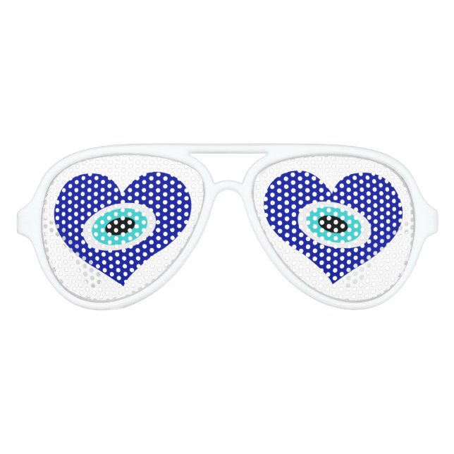 Heart Evil Eye Symbol Aviator Sunglasses (Front)