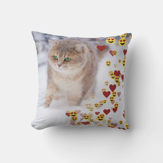 Heart Eye Emoji Customizable Throw Pillow (Front)