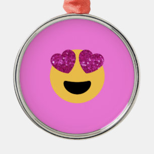 heart eye emoji metal ornament