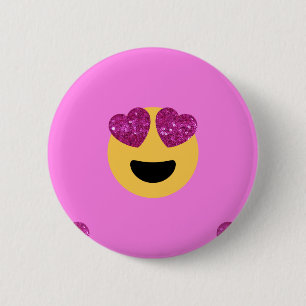 heart eye emoji pinback button