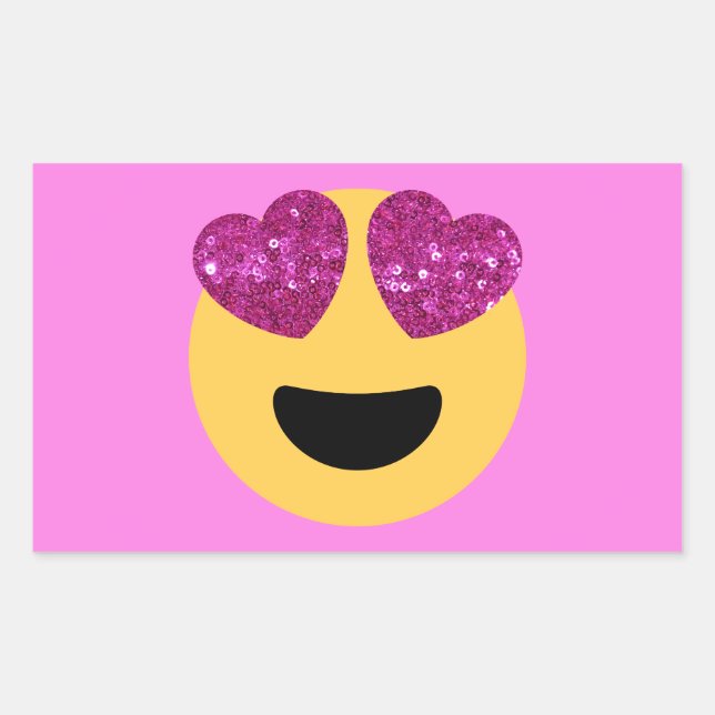 heart eye emoji rectangular sticker (Front)