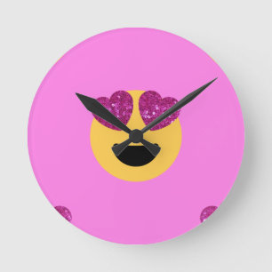 heart eye emoji round clock