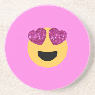heart eye emoji sandstone coaster