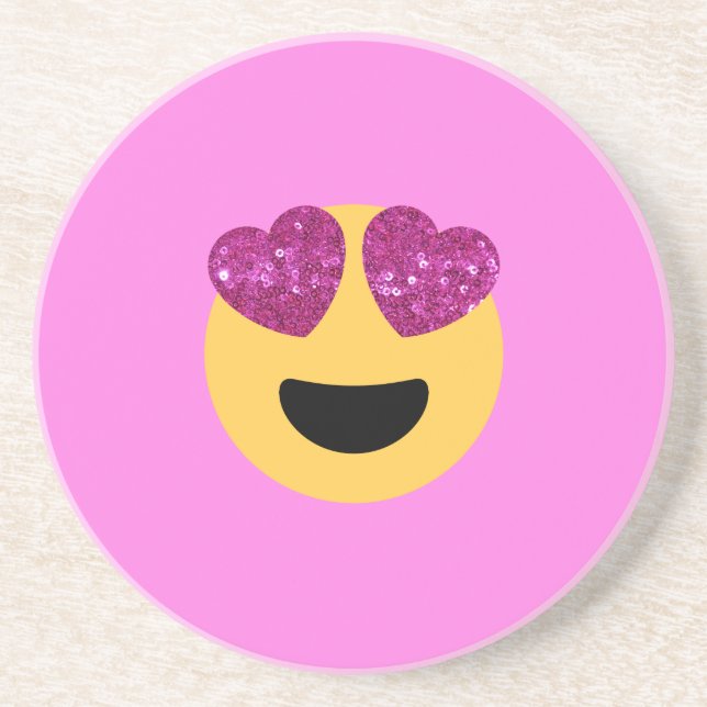 heart eye emoji sandstone coaster (Front)
