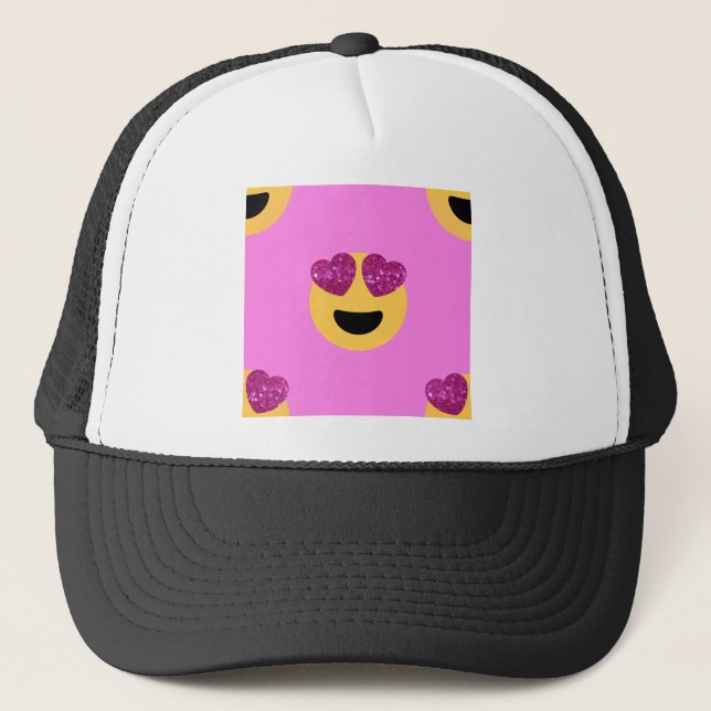 heart eye emoji trucker hat (Front)