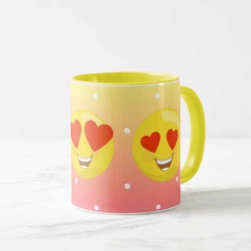 Heart Eye Yellow Love Emoji Polkadot Mug
