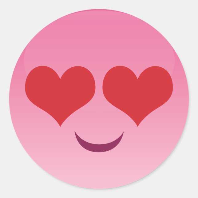 Heart Eyes Emoji Classic Round Sticker (Front)