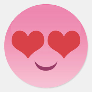 Heart Eyes Emoji Classic Round Sticker