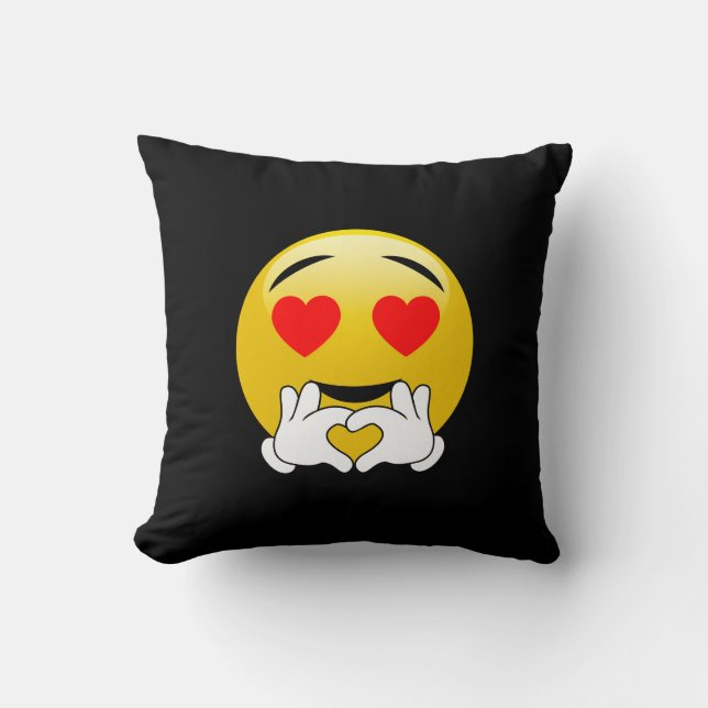 Heart Eyes & Hands Emoji Love Throw Pillow (Front)