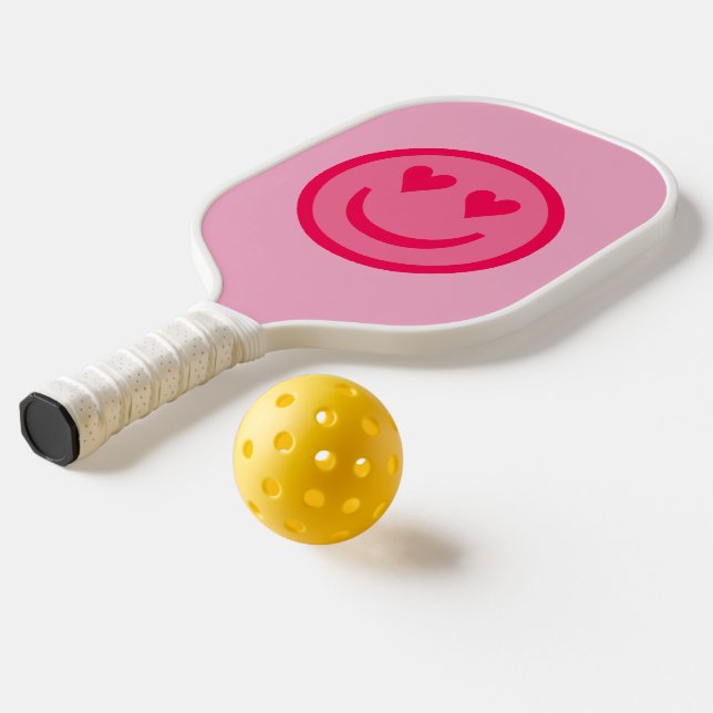 Heart Eyes Happy Face Pickleball Paddle (Laydown 2)