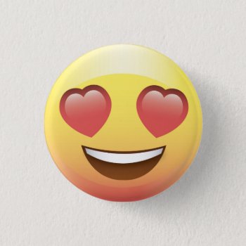 Heart Eyes Love Happy Emoji Button Pin by EmojiSass at Zazzle