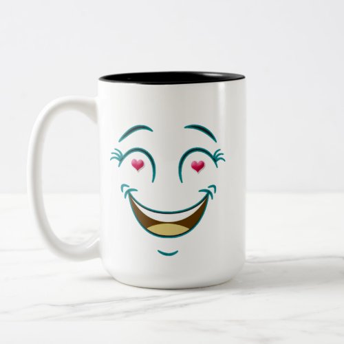 Heart Eyes Smiling Two-Tone Coffee Mug