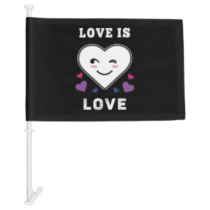 Heart Face Love Is Love LGBTQ Bisexual Pride Car Flag