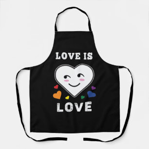 Heart Face Love Is Love LGBTQ Gay Pride Apron