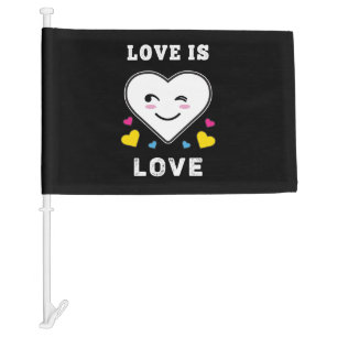 Heart Face Love Is Love LGBTQ Pansexual Pride Car Flag