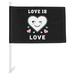 Heart Face Love Is Love LGBTQ Transgender Pride Car Flag