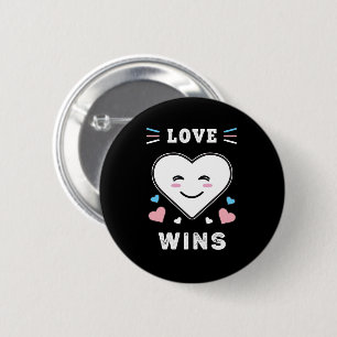 Heart Face Love Wins LGBTQ Transgender Pride Button
