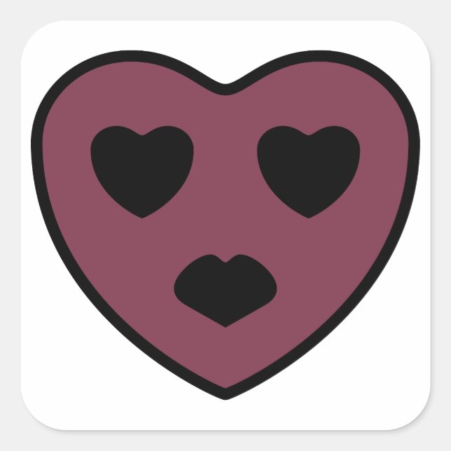 Heart Face Pout Square Sticker (Front)