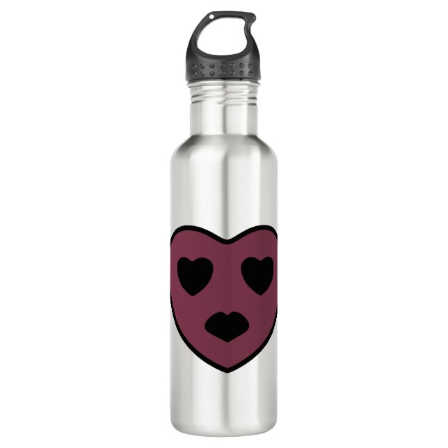 Heart Face Pout Stainless Steel Water Bottle (Front)