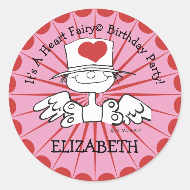 Heart Fairy© Party Birthday Stickers (Front)