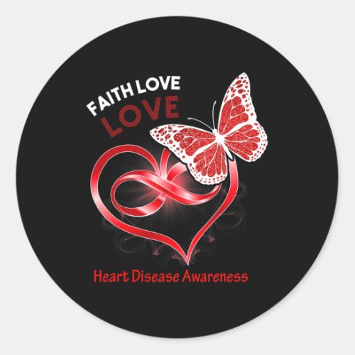 Heart Faith Hope Love Heart Disease Awareness  Classic Round Sticker